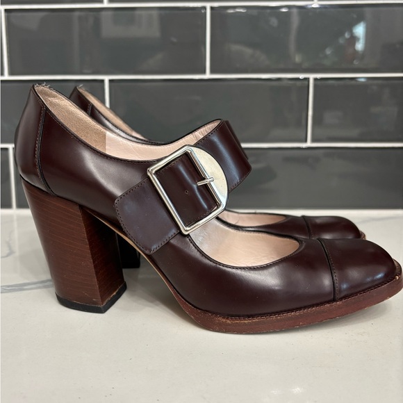 Emilio Pucci Dark Brown Mary Jane Women's Heels Size 37 Leather - Picture 1 of 8
